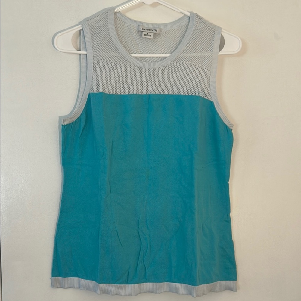 Liz Claiborne Gray and Silver Tank Top Fitted Crew Neck